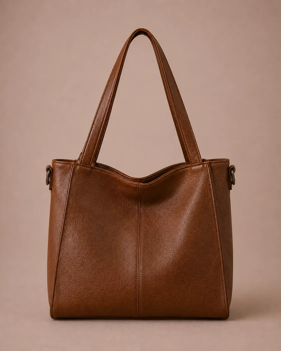 The Eleanor genuine leather tote bag in Brown with a soft structured silhouette, spacious interior and elegant design for work and everyday use.