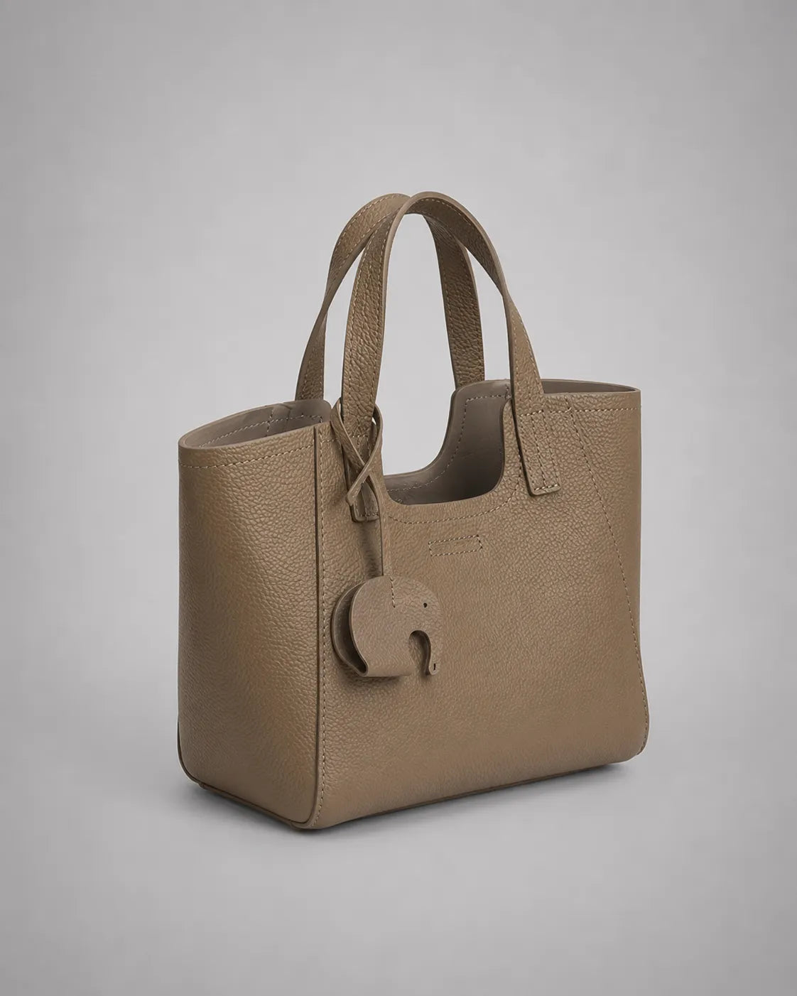 Louise genuine leather tote bag in elephant grey featuring spacious interior, structured silhouette and elegant everyday design