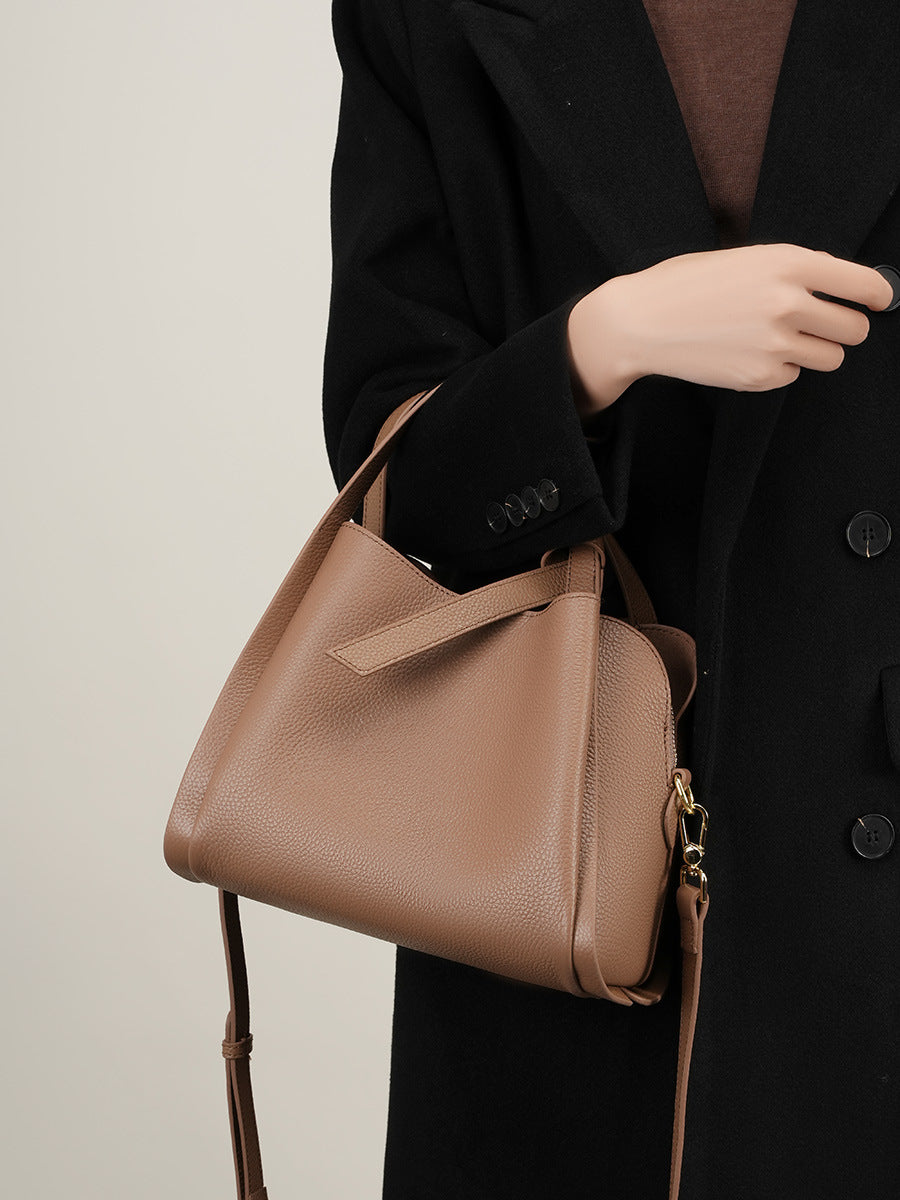 Genuine Leather Women Bucket Bag