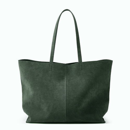 Sandblasted leather single-shoulder tote bag