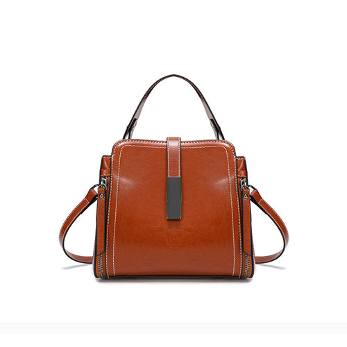Genuine Leather Crossbody Bucket Bag Vintage Style Shoulder Purse