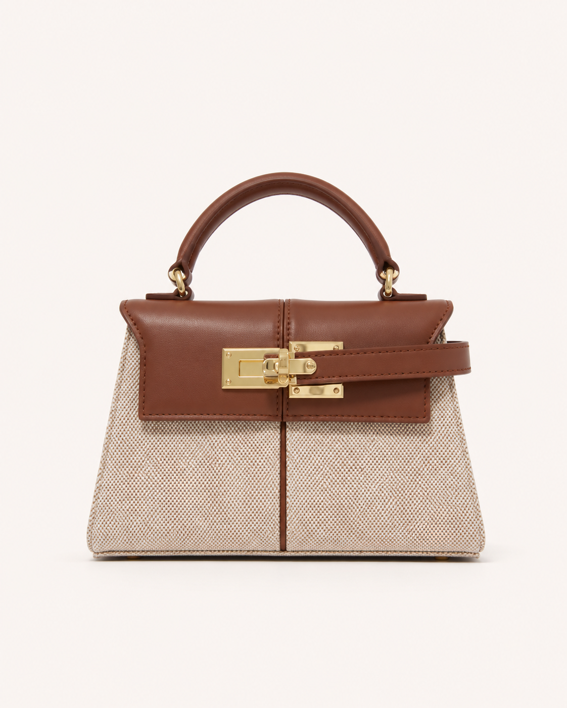 Women’s Canvas & Leather Structured Top Handle Bag with Elegant Compact Design – Malena