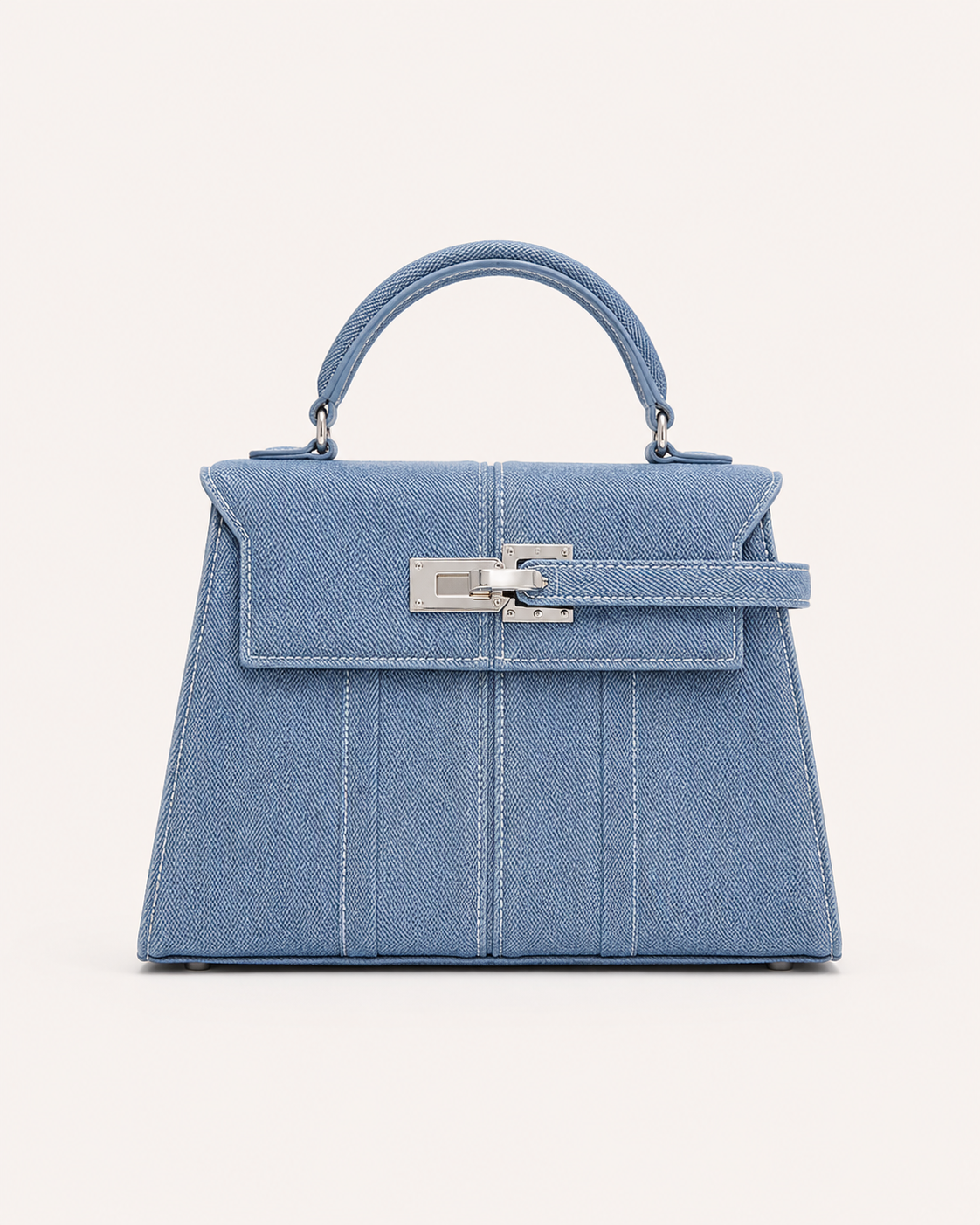 Women’s Canvas & Leather Structured Top Handle Bag with Elegant Compact Design – Malena