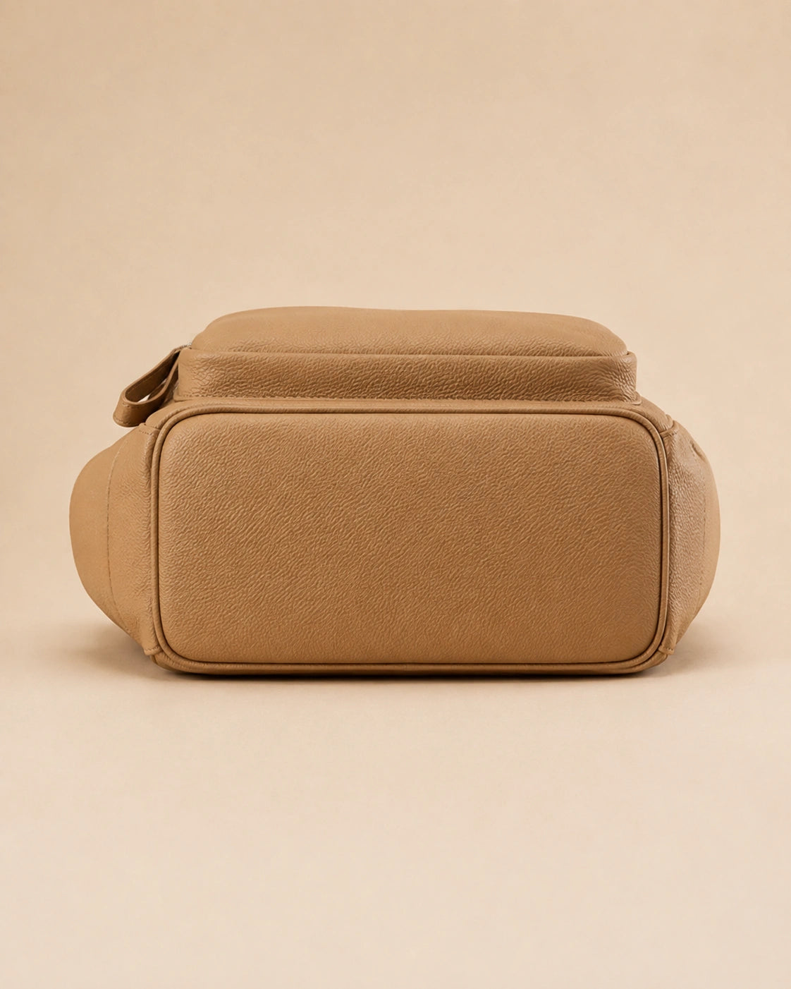 Josephine leather backpack shown with straps adjusted for comfortable carrying.