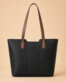 Front view of the Sienna genuine leather tote bag showing the structured silhouette and double shoulder straps.