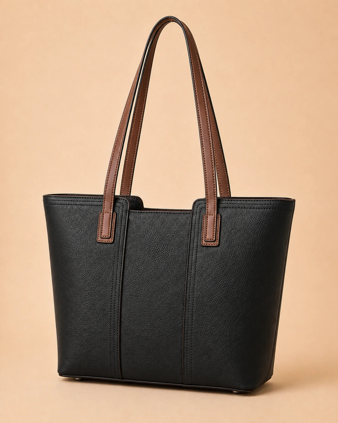Interior view of the Sienna genuine leather tote bag showing the zip pocket and phone pocket.