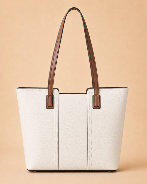 Front view of the Sienna genuine leather tote bag showing the spacious tote silhouette.