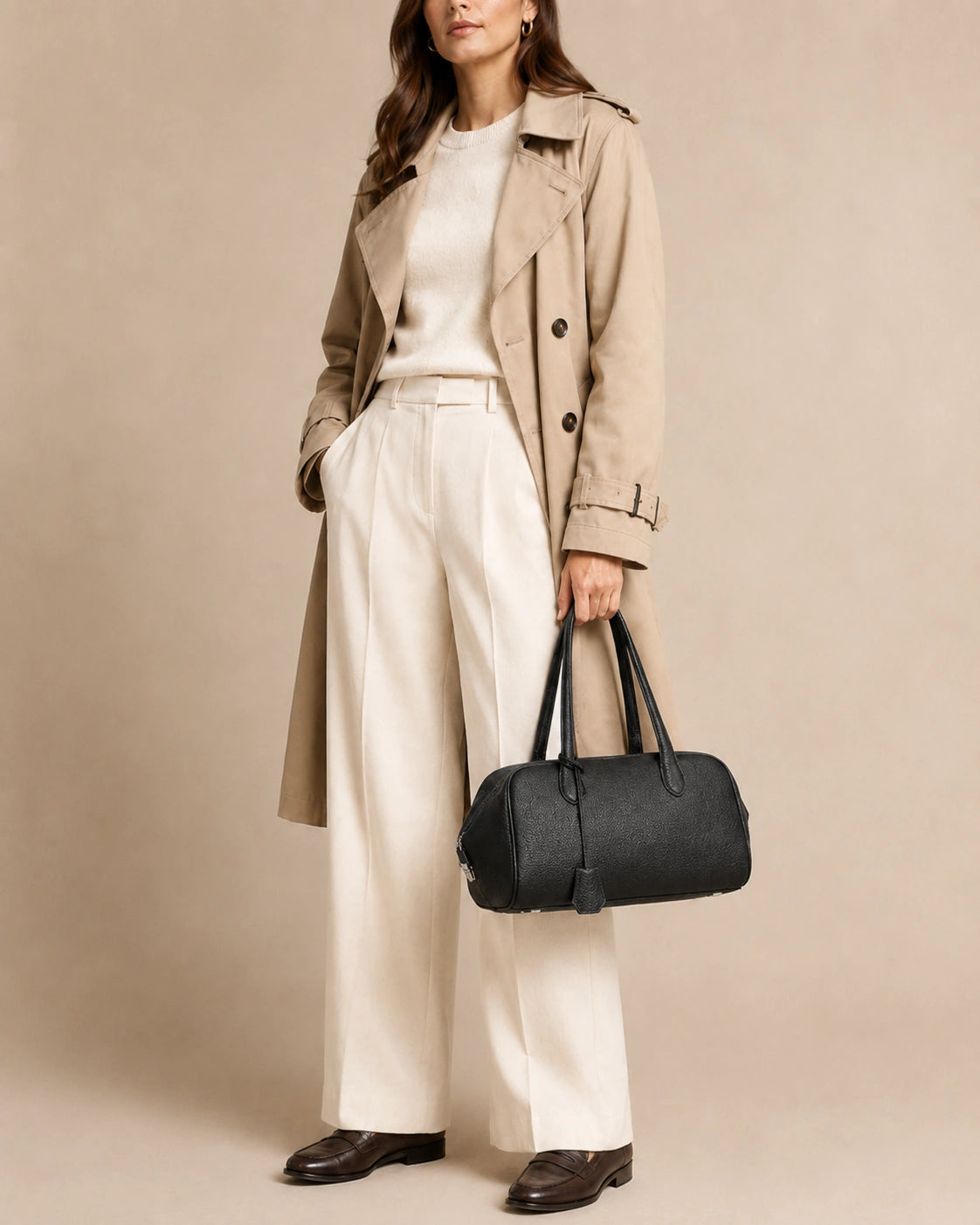 Close-up of the Wren leather hobo bag's zip-up closure and leather texture.