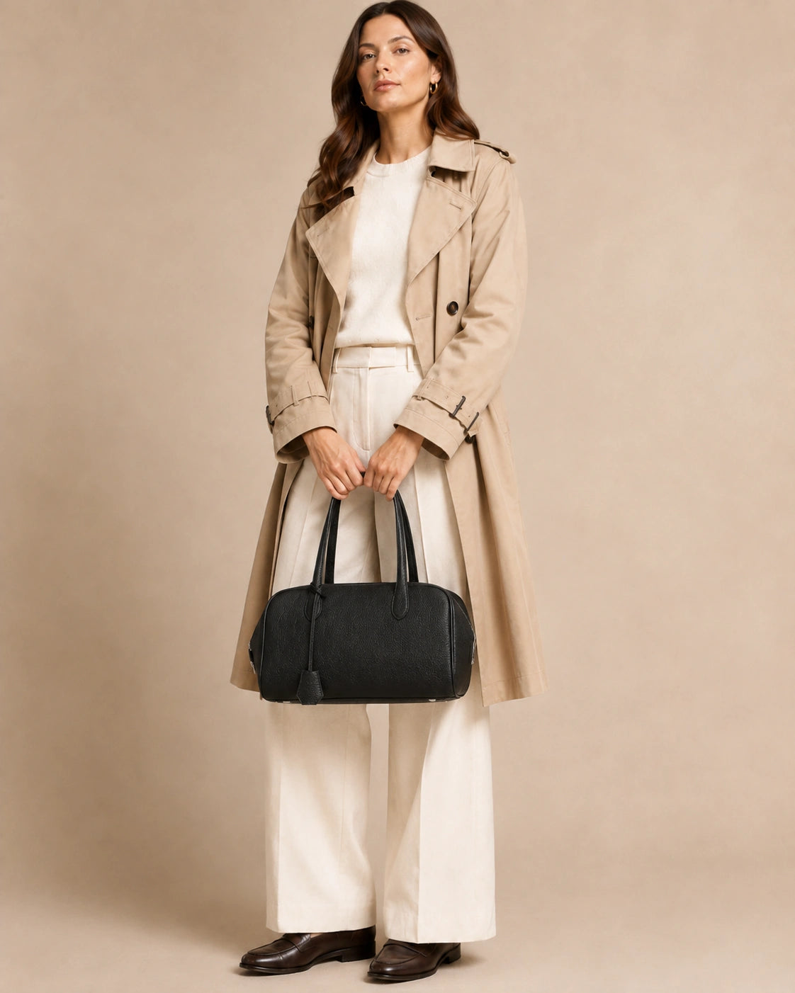 Wren leather hobo bag shown with double shoulder straps for everyday carrying.