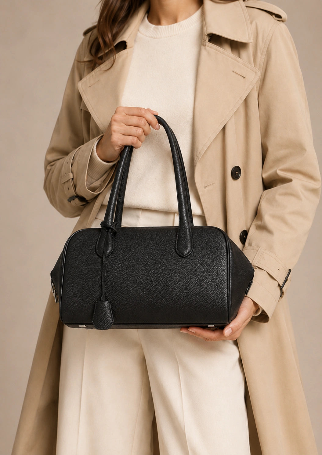 Side view of the Wren leather hobo bag highlighting the soft, slouchy shape.