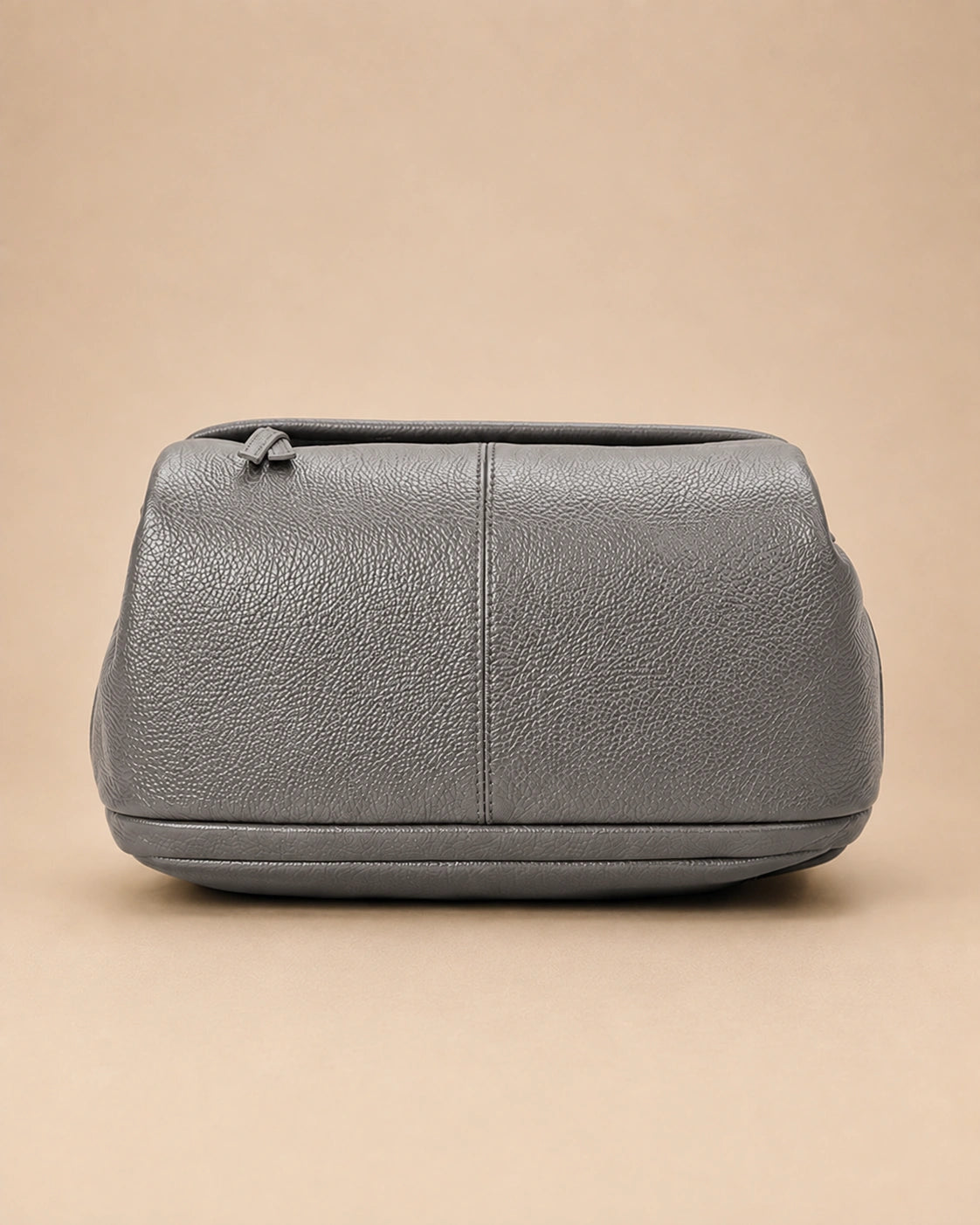 Base view of the Cecily genuine leather backpack with laptop pocket in grey