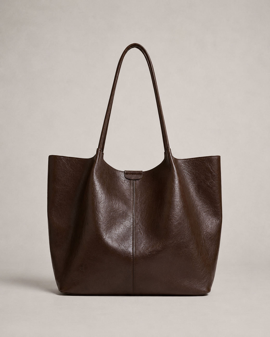 Large Minimalist Genuine Leather Tote for Women - Elara