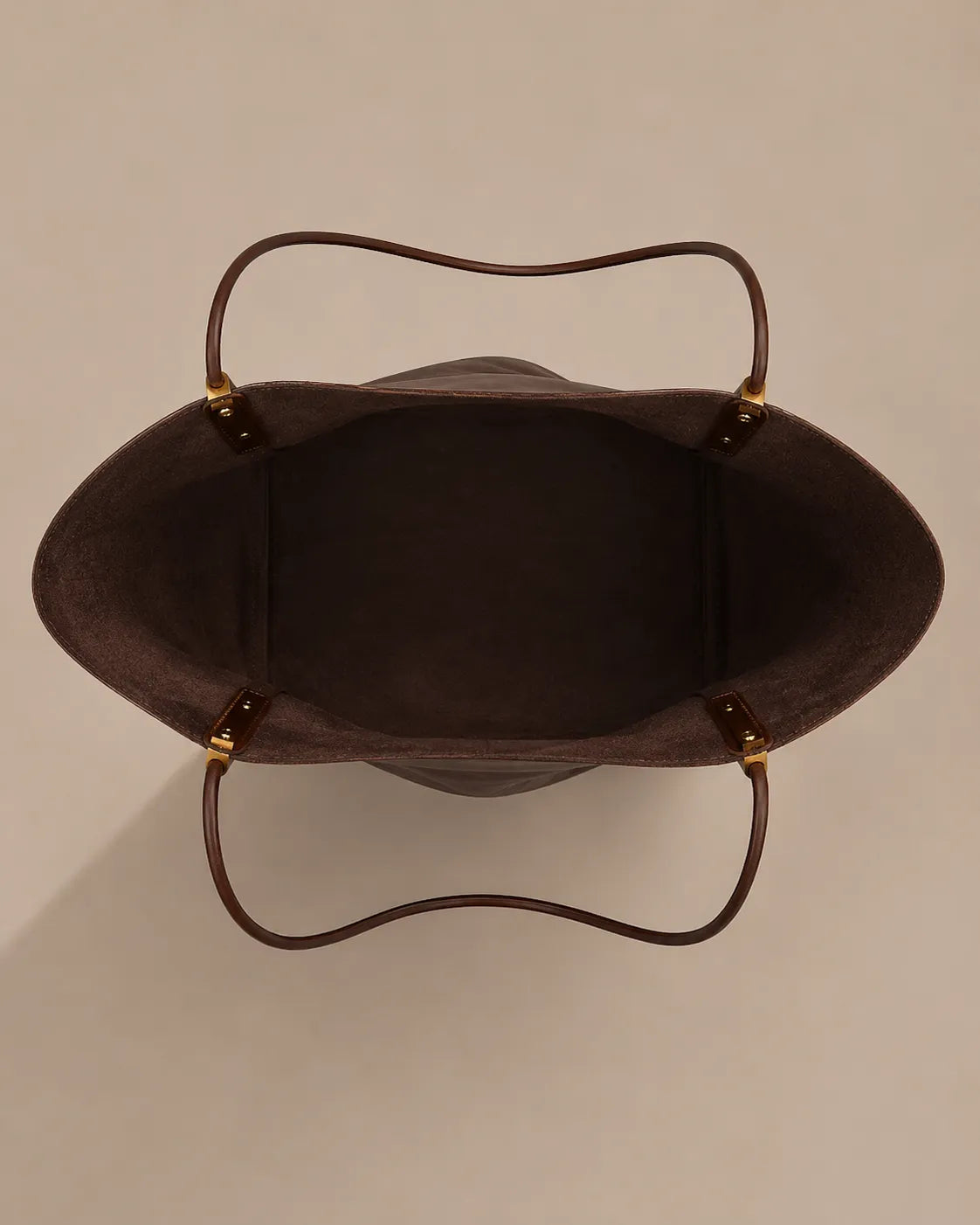 Top view of the Margot Tote displaying its spacious open interior, designed to carry everyday essentials with ease.