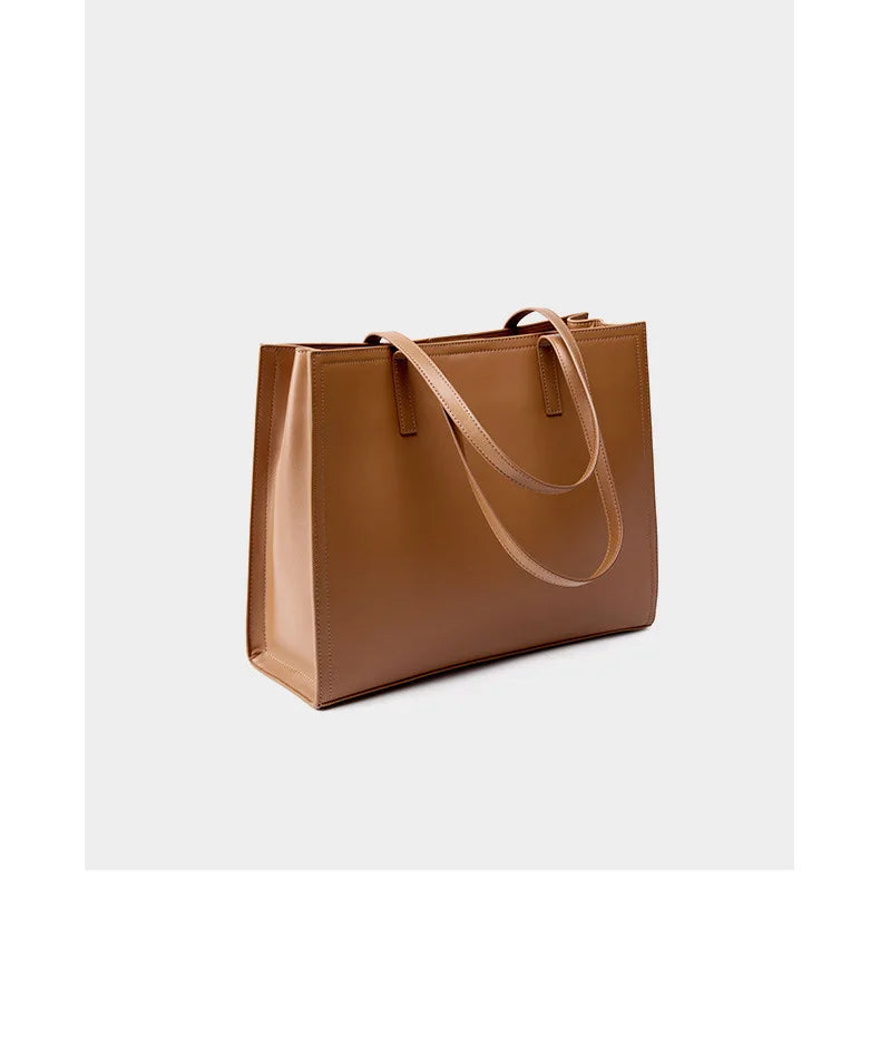 YANATARI NEW Large capacity tote bag Luxury Briefcase Leather business laptop bag Black shoulder bag Simple cowhide handbag
