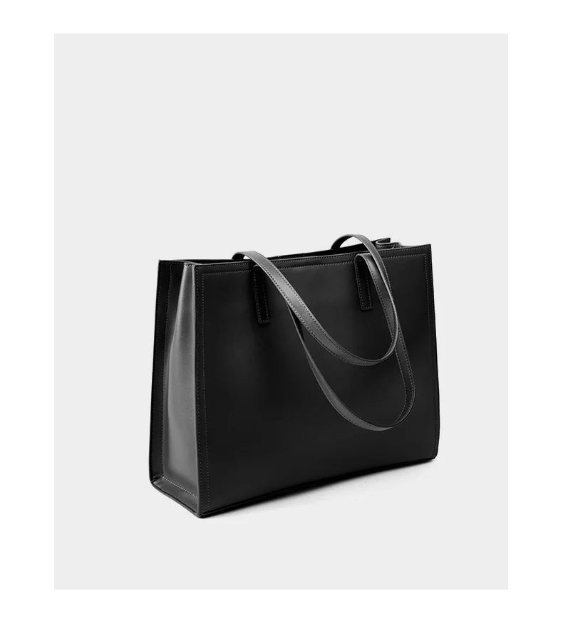 YANATARI NEW Large capacity tote bag Luxury Briefcase Leather business laptop bag Black shoulder bag Simple cowhide handbag