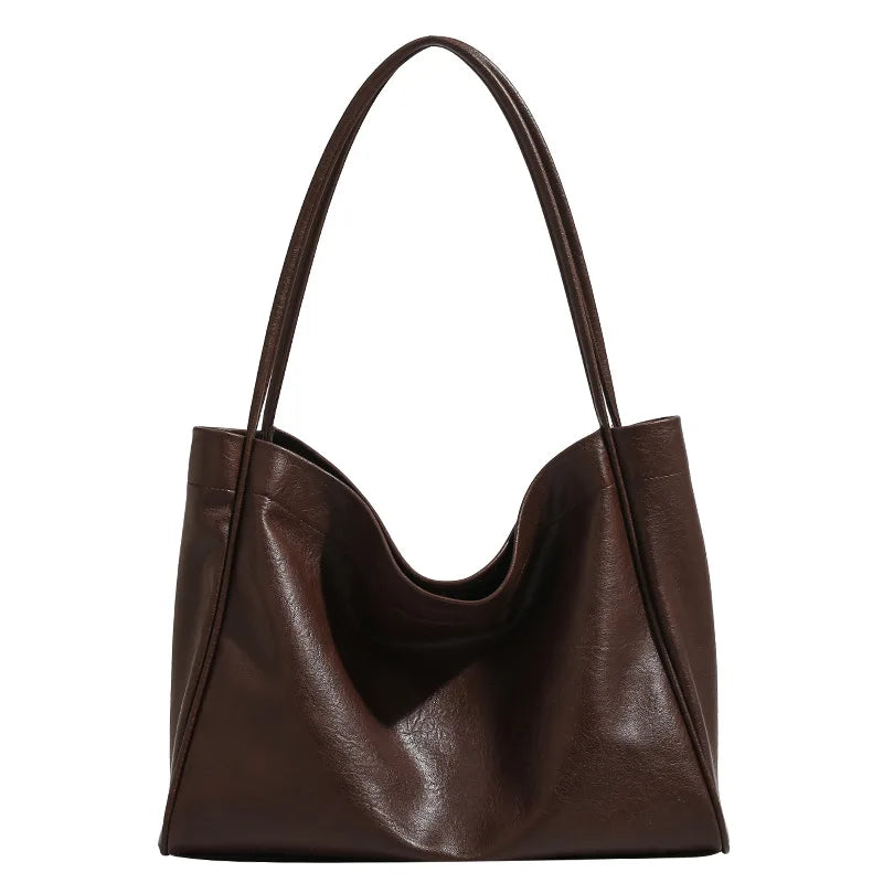 Women's Leather Tote Bag Vintage Large Capacity Handbag Commuter High Quality Casual Shoulder Bag Brand Name Bag Handbag