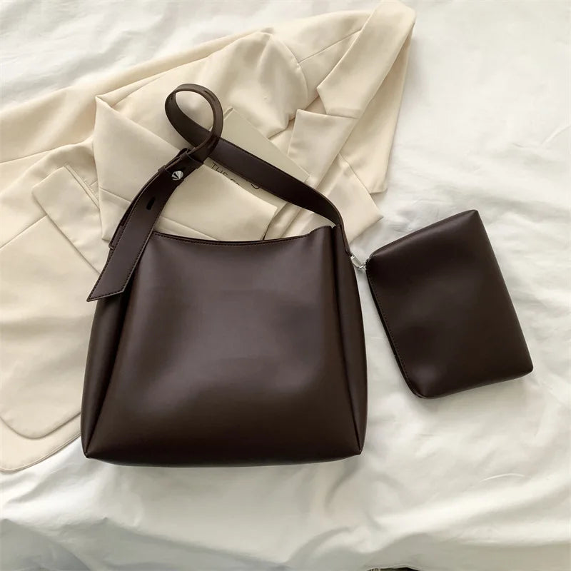Fashion Leather Tote Bag for Women 2026 Trends Female Simple Large High Capacity Shoulder Side Bag Handbags and Purses Women Bag