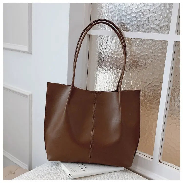High-Quality Ladies Tote Bag Crafted From Faux Leather Featuring High-End Austria Neat Lightweight Vintage Look