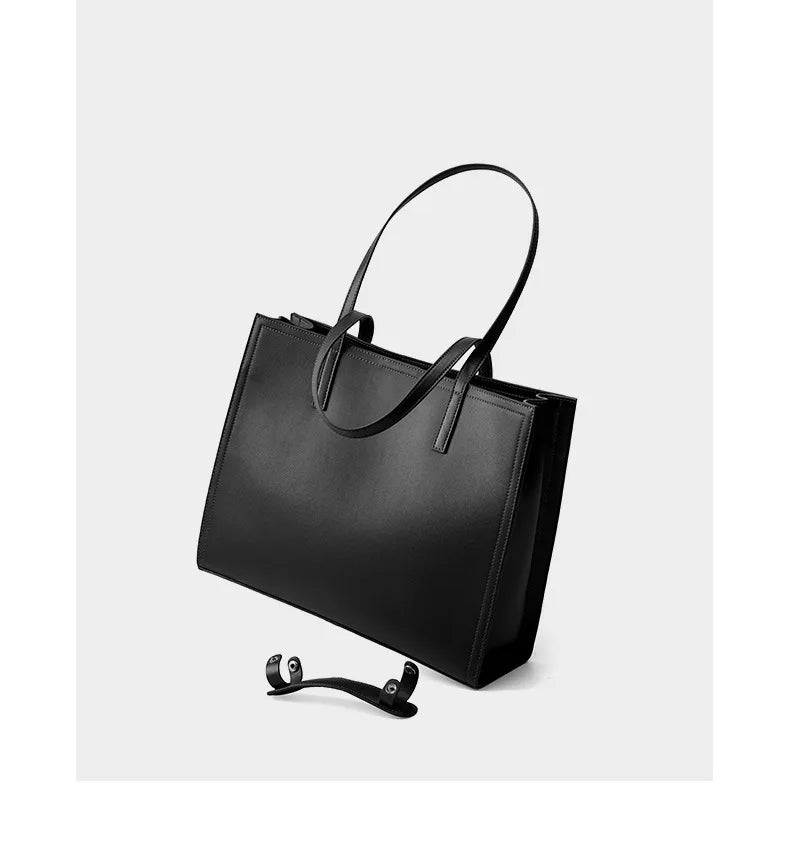 YANATARI NEW Large capacity tote bag Luxury Briefcase Leather business laptop bag Black shoulder bag Simple cowhide handbag