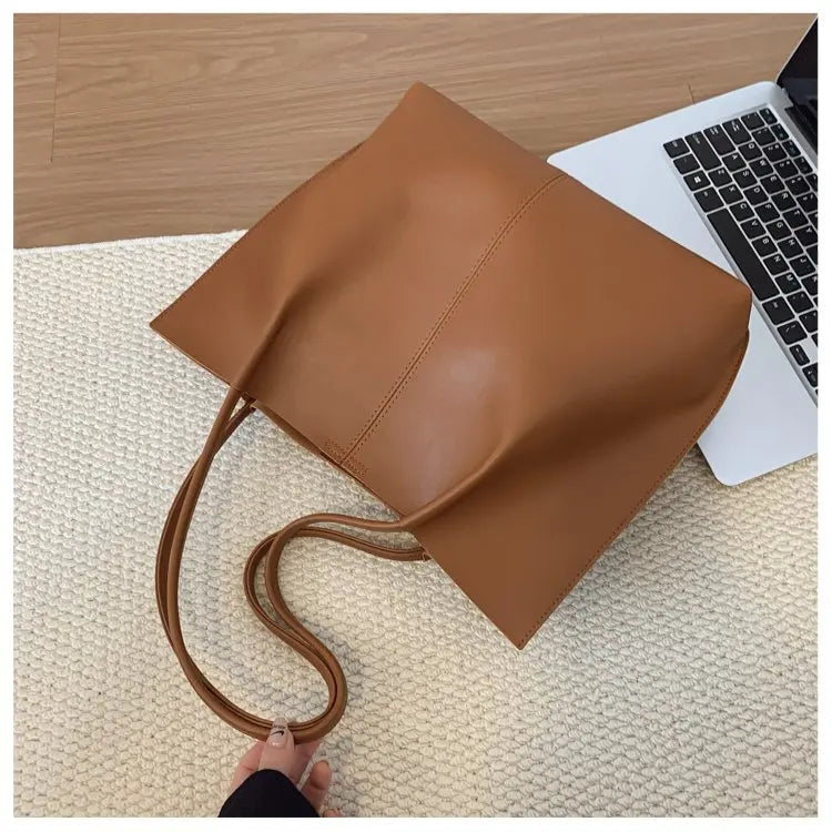High-Quality Ladies Tote Bag Crafted From Faux Leather Featuring High-End Austria Neat Lightweight Vintage Look