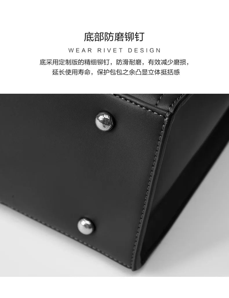 YANATARI NEW Large capacity tote bag Luxury Briefcase Leather business laptop bag Black shoulder bag Simple cowhide handbag
