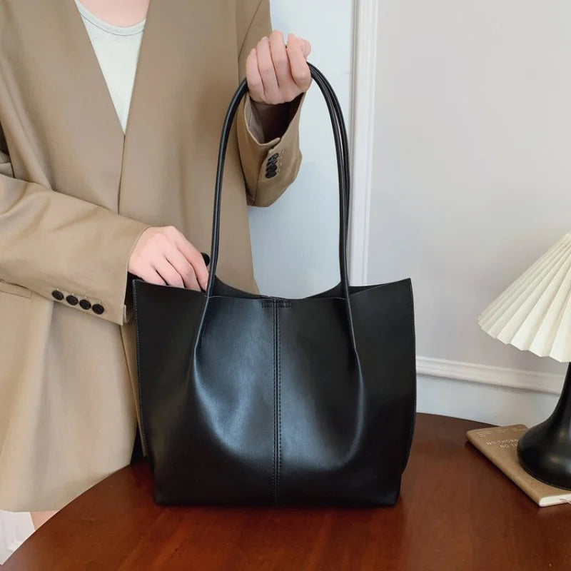 High-Quality Ladies Tote Bag Crafted From Faux Leather Featuring High-End Austria Neat Lightweight Vintage Look