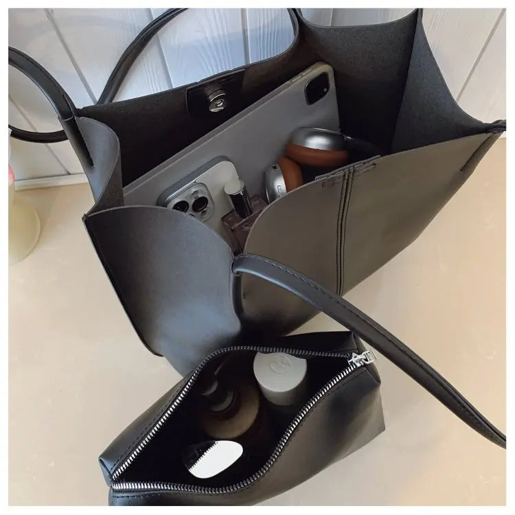 High-Quality Ladies Tote Bag Crafted From Faux Leather Featuring High-End Austria Neat Lightweight Vintage Look