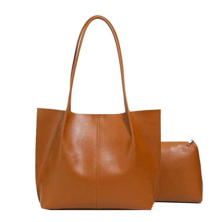 High-Quality Ladies Tote Bag Crafted From Faux Leather Featuring High-End Austria Neat Lightweight Vintage Look