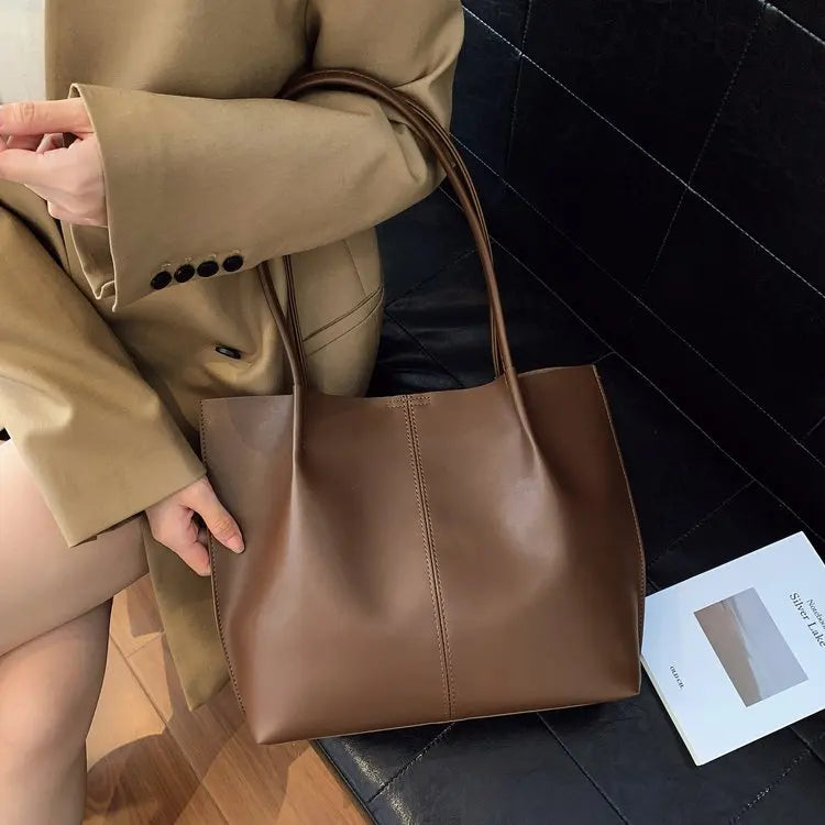 High-Quality Ladies Tote Bag Crafted From Faux Leather Featuring High-End Austria Neat Lightweight Vintage Look