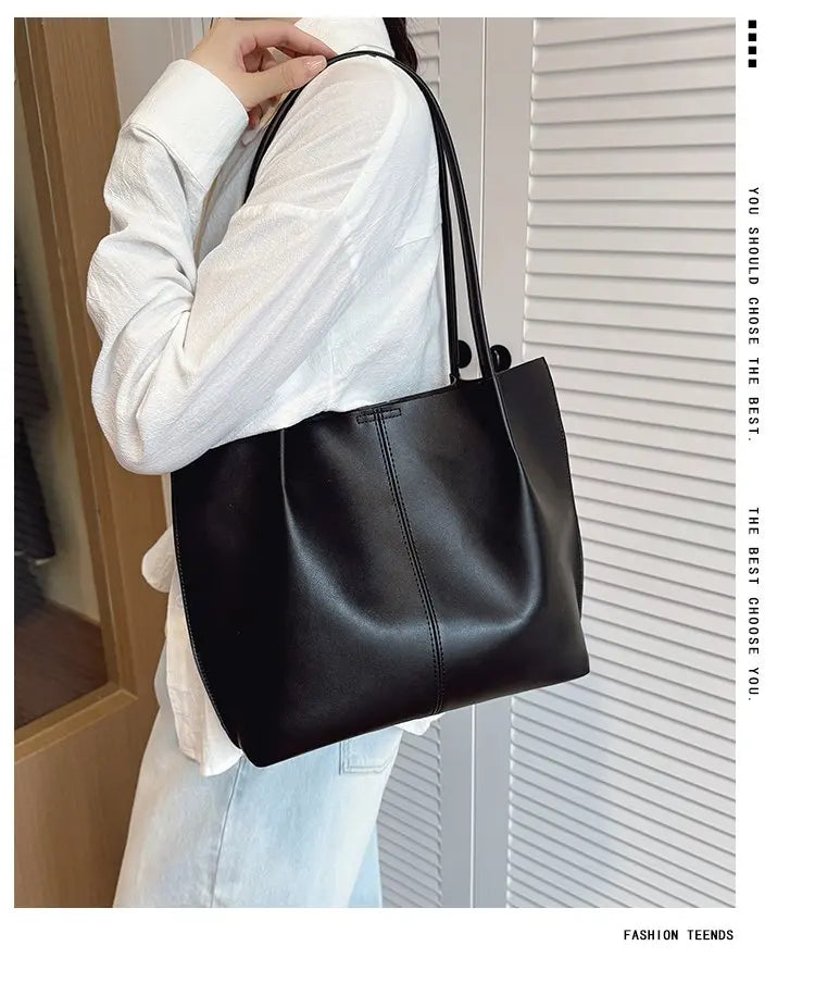 High-Quality Ladies Tote Bag Crafted From Faux Leather Featuring High-End Austria Neat Lightweight Vintage Look