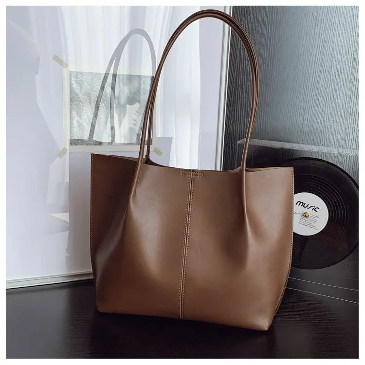 High-Quality Ladies Tote Bag Crafted From Faux Leather Featuring High-End Austria Neat Lightweight Vintage Look