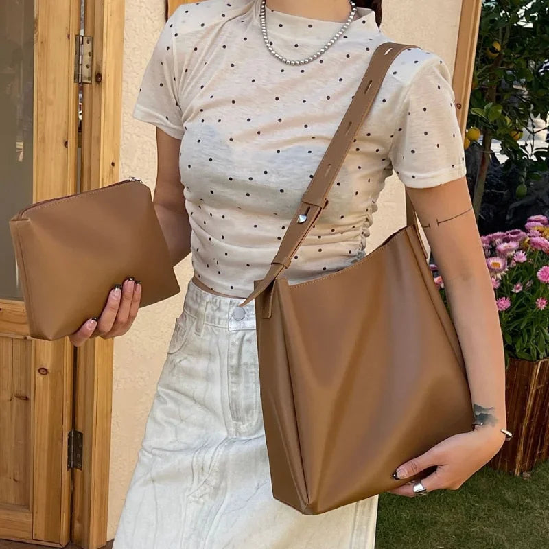 Fashion Leather Tote Bag for Women 2026 Trends Female Simple Large High Capacity Shoulder Side Bag Handbags and Purses Women Bag