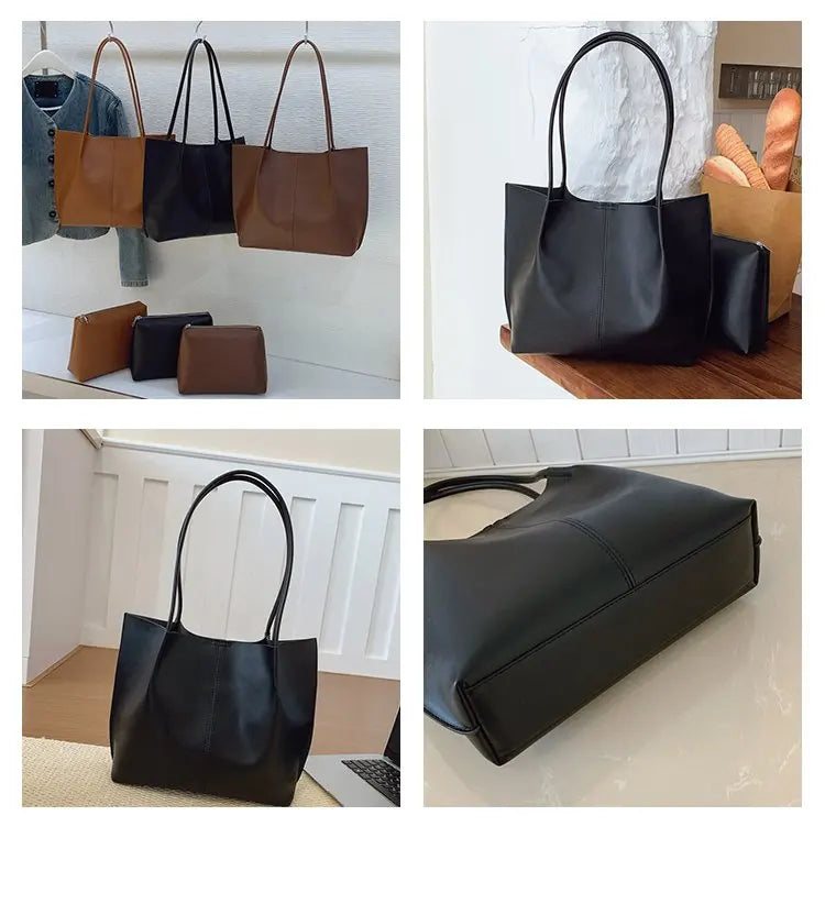 High-Quality Ladies Tote Bag Crafted From Faux Leather Featuring High-End Austria Neat Lightweight Vintage Look