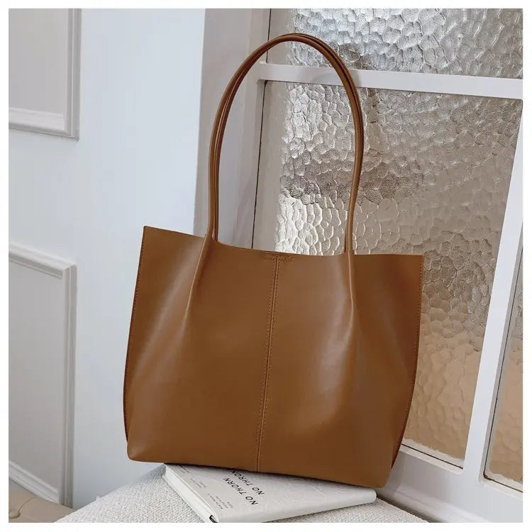 High-Quality Ladies Tote Bag Crafted From Faux Leather Featuring High-End Austria Neat Lightweight Vintage Look