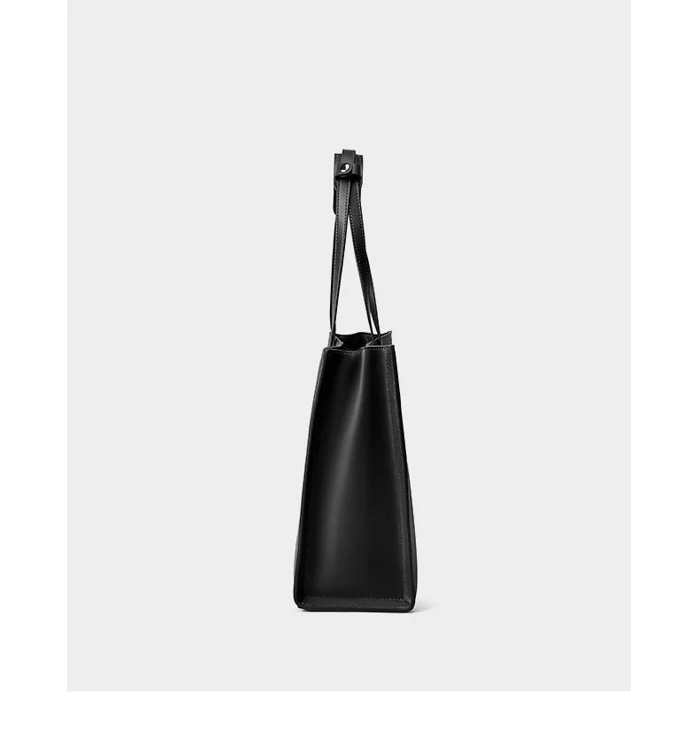 YANATARI NEW Large capacity tote bag Luxury Briefcase Leather business laptop bag Black shoulder bag Simple cowhide handbag