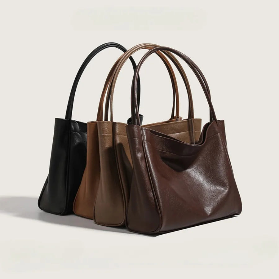 Women's Leather Tote Bag Vintage Large Capacity Handbag Commuter High Quality Casual Shoulder Bag Brand Name Bag Handbag