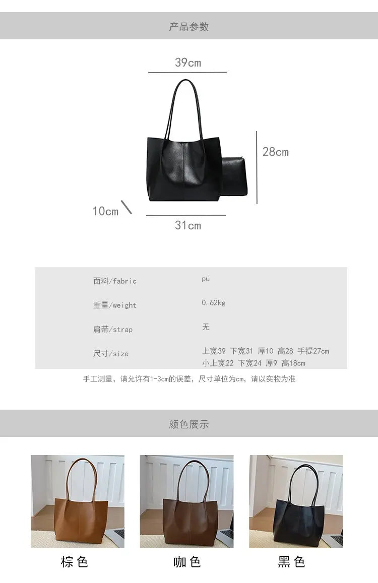 High-Quality Ladies Tote Bag Crafted From Faux Leather Featuring High-End Austria Neat Lightweight Vintage Look