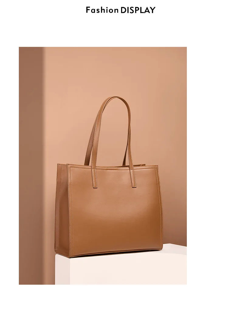 YANATARI NEW Large capacity tote bag Luxury Briefcase Leather business laptop bag Black shoulder bag Simple cowhide handbag