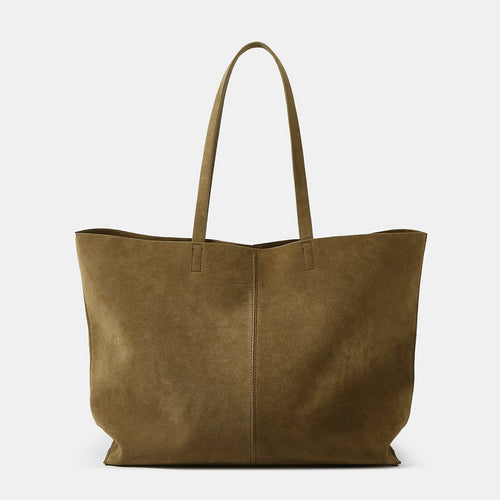Sandblasted leather single-shoulder tote bag