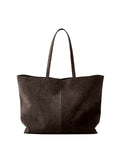 Sandblasted leather single-shoulder tote bag