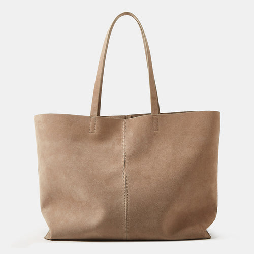 Sandblasted leather single-shoulder tote bag