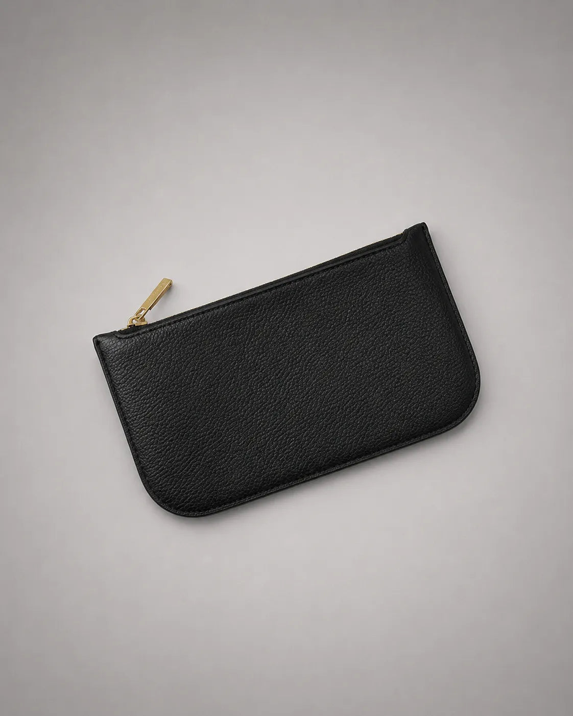 Matching detachable pouch from the Rose Leather Tote Bag in Black genuine leather, designed for organising small essentials with a refined minimalist finish.